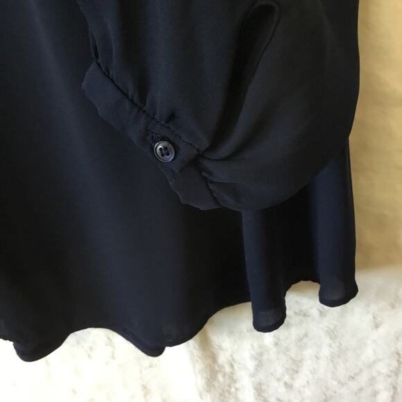 Loft Navy Ruffle Collar Blouse - Picture 6 of 8